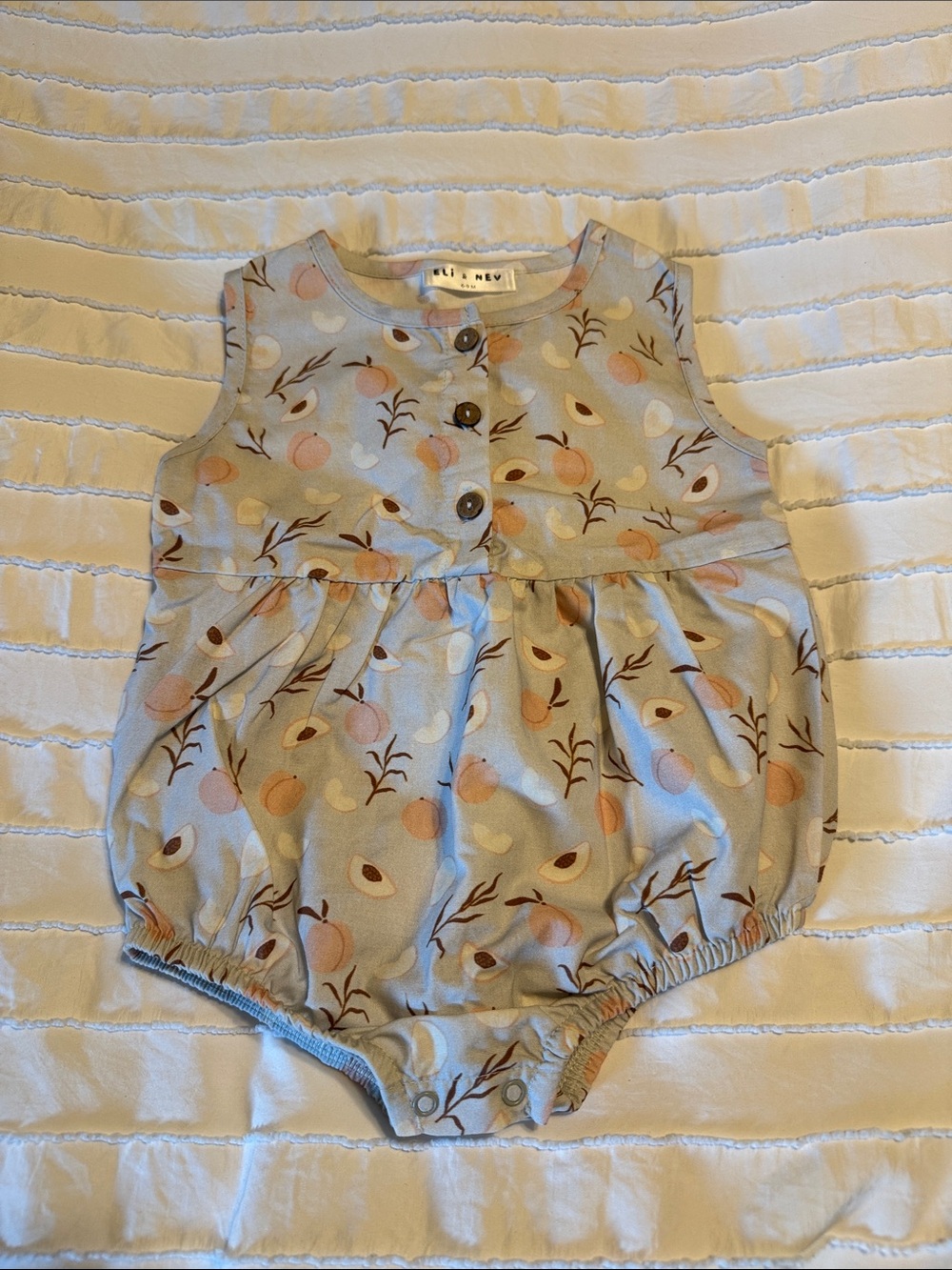 Eli & Nev 6-9 mo Baby Girls Peach Print Bubble Romper - Neutral Pastel